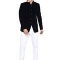 Men's Single  Bandhgala Regular Fit Blazer (Navy, 46)