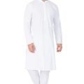 Men White Cotton Solid Kurta Pajama Set