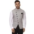 plain Chinese Collar Sleeveless Cotton Poly Nehru Jacket