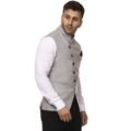 plain Chinese Collar Sleeveless Cotton Poly Nehru Jacket