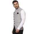 plain Chinese Collar Sleeveless Cotton Poly Nehru Jacket