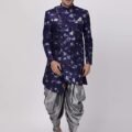 Men's Black Silk Blend Sherwani Set