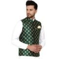 Men's Banarasi Printed Nehru Jacket (Green)