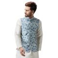 Men's Silk Blend Red Printed ONLY Nehru Jacket