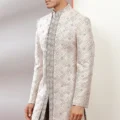 Grey & Pink Embroidered Indowestern Set