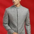 Grey Embroidered Indowestern Set