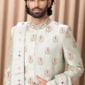 Mint Green Embroidered Sherwani Set