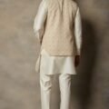 Beige & Cream Embroidered Bundi Jacket With Kurta Set