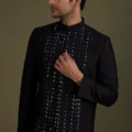 Black Embroidered Sherwani Set