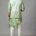 Mint Green Embroidered Nehru Jacket With Kurta Set