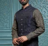 Teal Raw Silk Bundi Jacket With Kurta Set