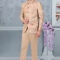 Brocade Jodhpuri Set in Beige