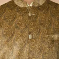 Digital Printed Velvet Nehru Jacket in Mustard