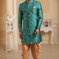 Green Brocade Jacquard Silk Sherwani