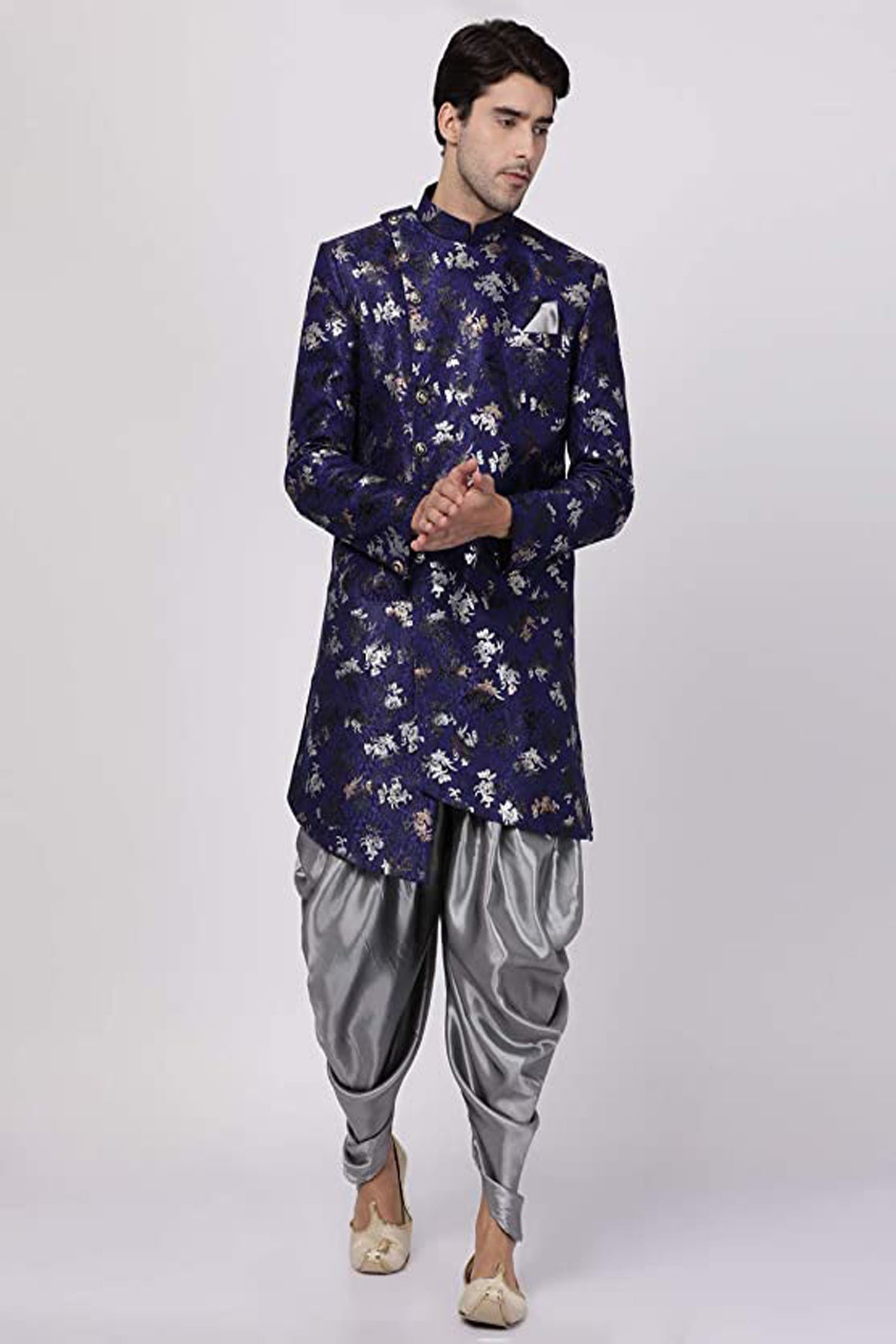 Men’s Black Silk Blend Sherwani Set