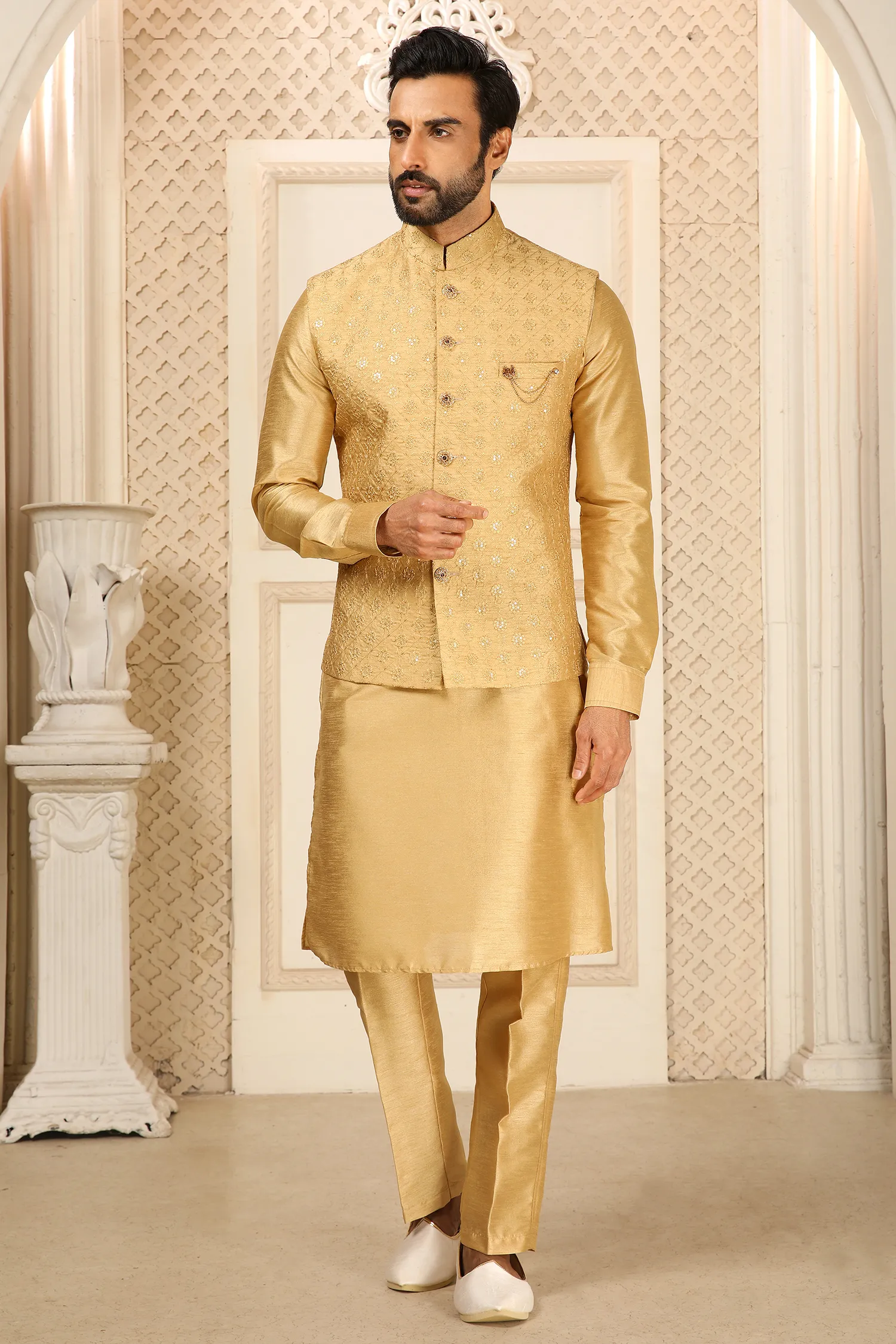 Banarasi Art Silk Kurta Pajama with Jacket