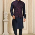 Blue Banarasi Art Silk Kurta Pajama with Jacket