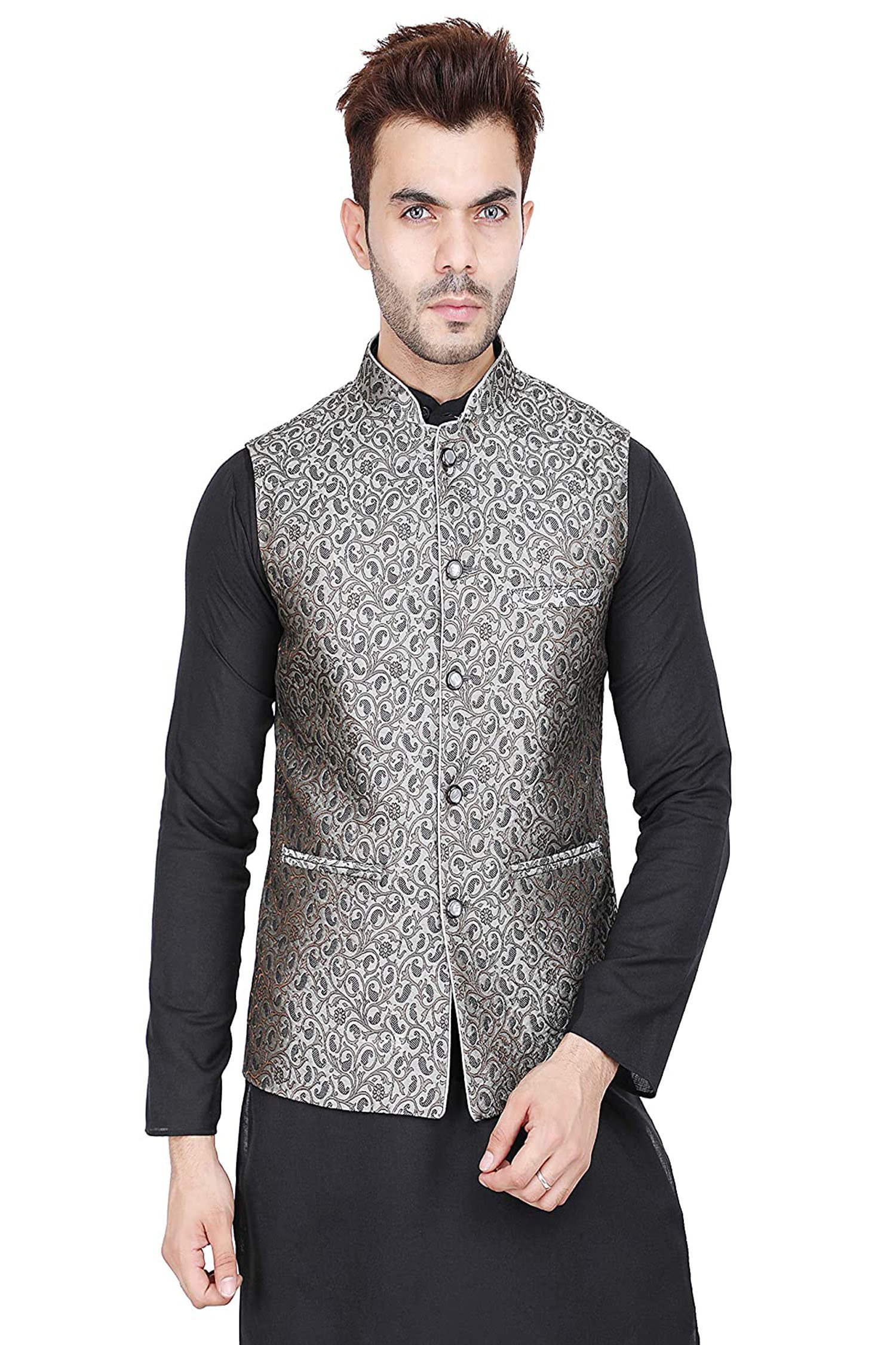 Men’s Brocade Zari Nehru Jacket/Waist Coat