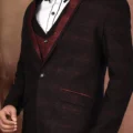 Woven Acrylic Cotton Tuxedo in Maroon and Black